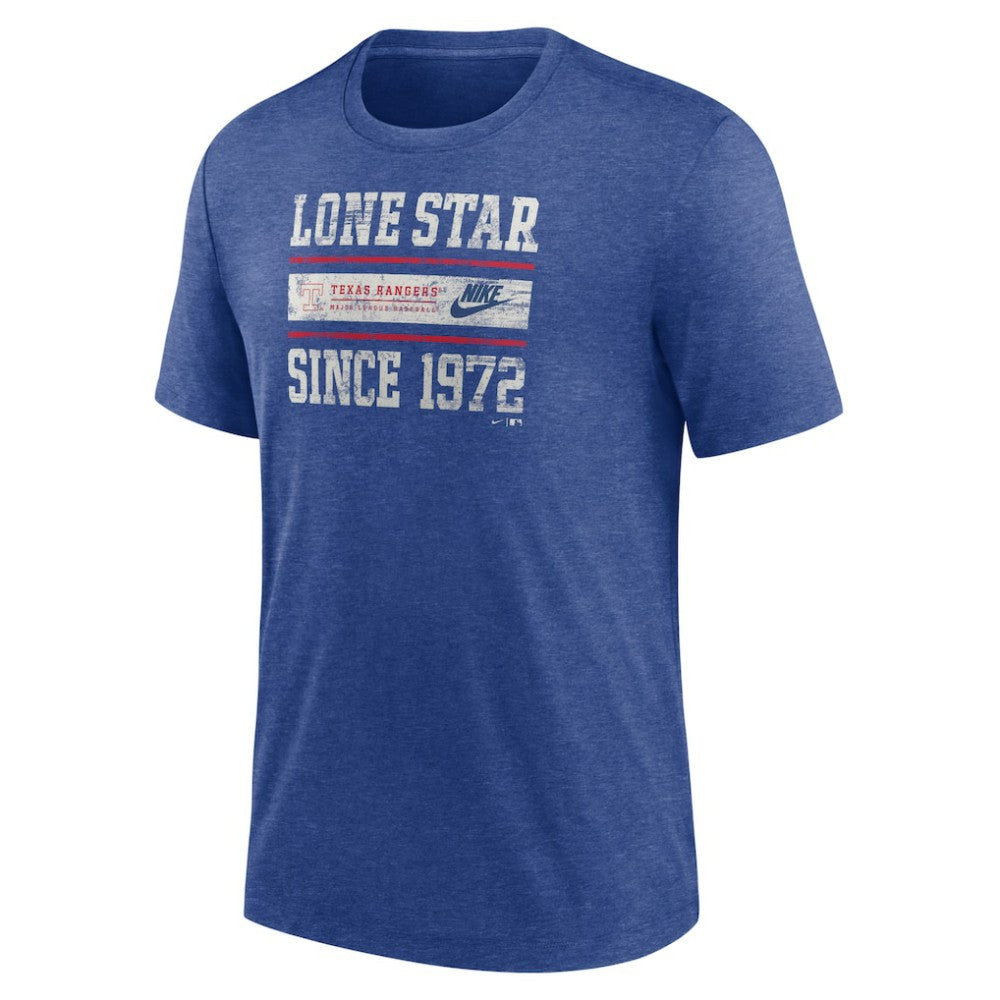 Texas Rangers Nike Cooperstown Collection Local Stack Tri-Blend T-Shirt - Heather Royal - Nike Online