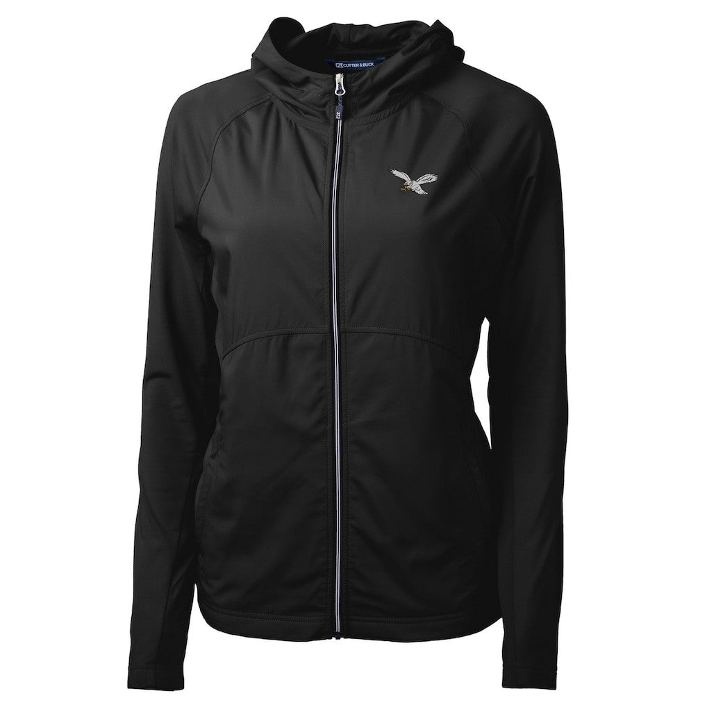 Philadelphia Eagles Cutter & Buck Women's Gridiron Classics Logo Adapt Eco Knit Hybrid Recycled Full-Zip Hoodie Black