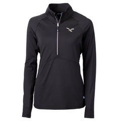 Philadelphia Eagles Cutter & Buck Women's Gridiron Classics Logo Adapt Eco Knit Stretch Recycled Half-Zip Pullover Top Black