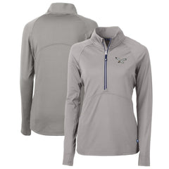 Philadelphia Eagles Cutter & Buck Women's Gridiron Classics Logo Adapt Eco Knit Stretch Recycled Half-Zip Pullover Top Gray