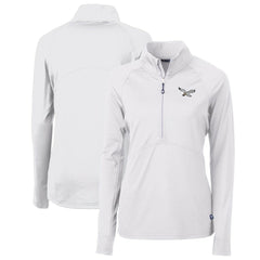 Philadelphia Eagles Cutter & Buck Women's Gridiron Classics Logo Adapt Eco Knit Stretch Recycled Half-Zip Pullover Top White
