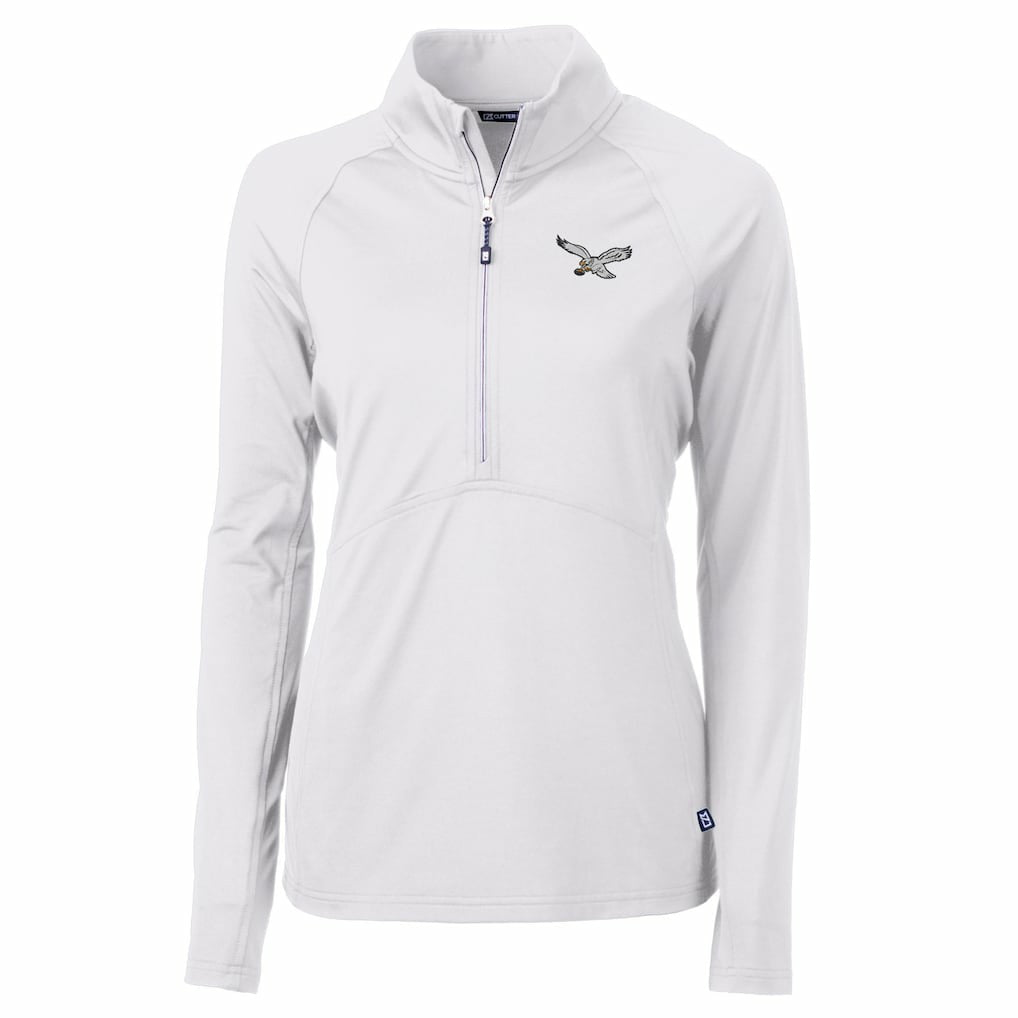 Philadelphia Eagles Cutter & Buck Women's Gridiron Classics Logo Adapt Eco Knit Stretch Recycled Half-Zip Pullover Top White