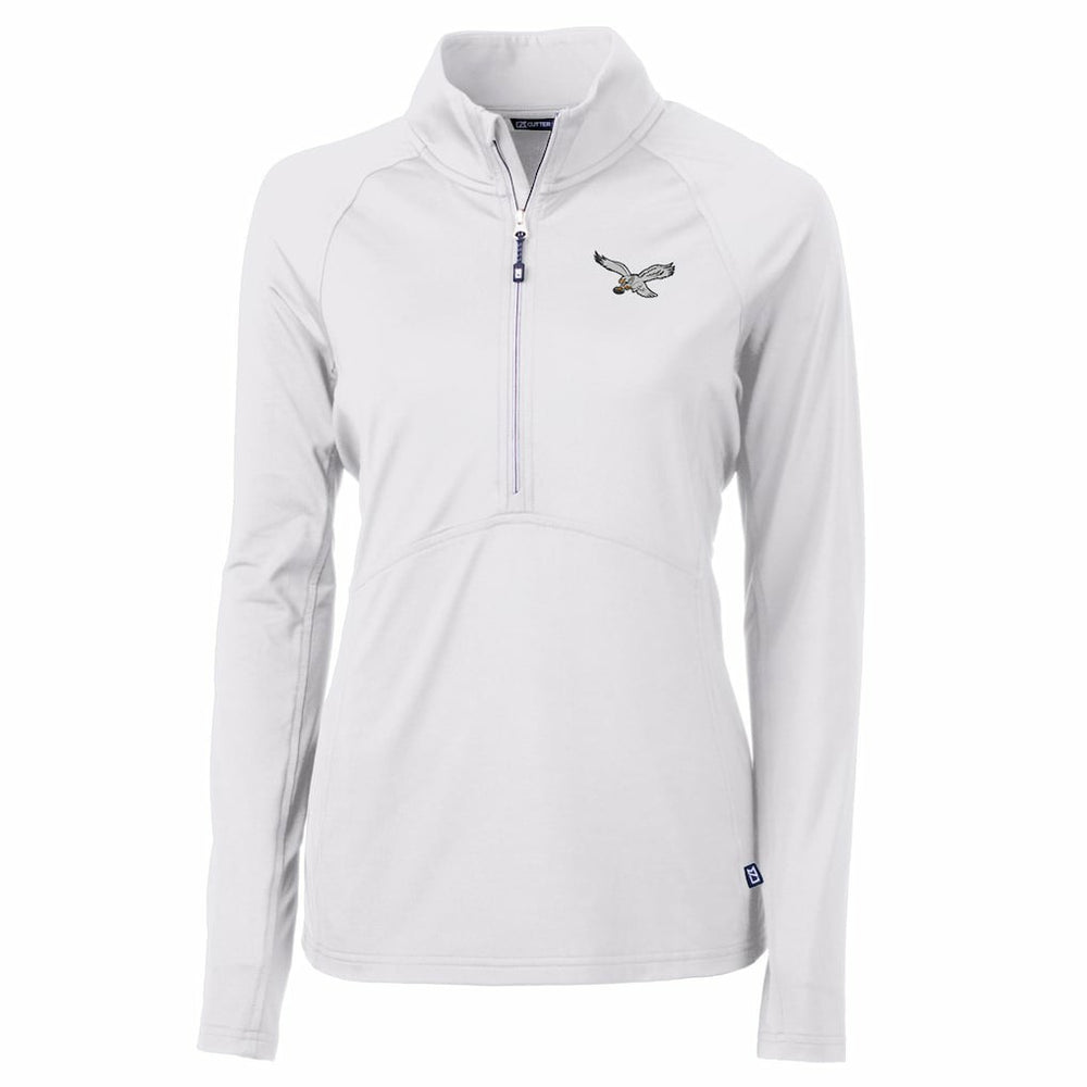 Philadelphia Eagles Cutter & Buck Women's Gridiron Classics Logo Adapt Eco Knit Stretch Recycled Half-Zip Pullover Top White