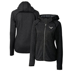 Philadelphia Eagles Cutter & Buck Women's Gridiron Classics Logo Mainsail Sweater-Knit Full-Zip Hoodie Heather Charcoal