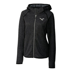 Philadelphia Eagles Cutter & Buck Women's Gridiron Classics Logo Mainsail Sweater-Knit Full-Zip Hoodie Heather Charcoal