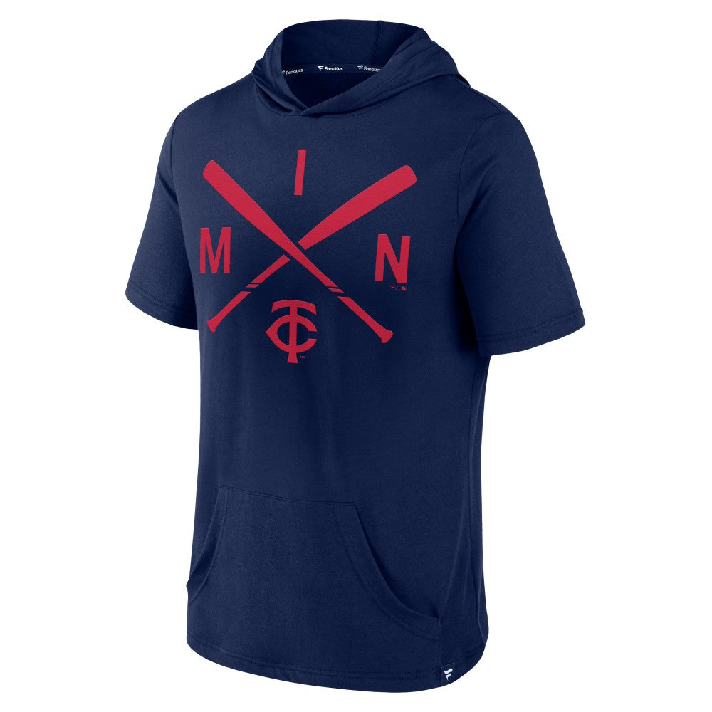 Minnesota Twins Fanatics Iconic Rebel Short Sleeve Hooded Top - Navy - Fanatics on Sale