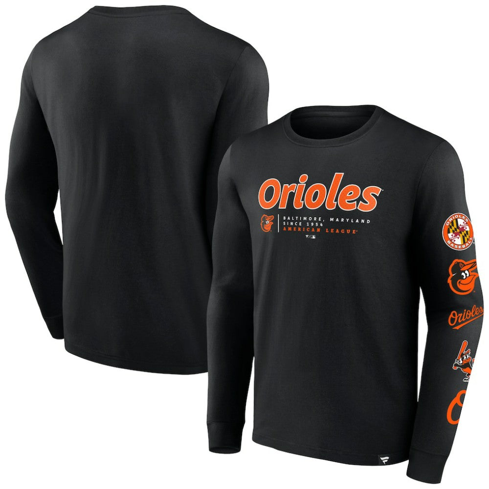 Baltimore Orioles Fanatics Strike the Goal Long Sleeve T-Shirt - Black - Fanatics on Sale