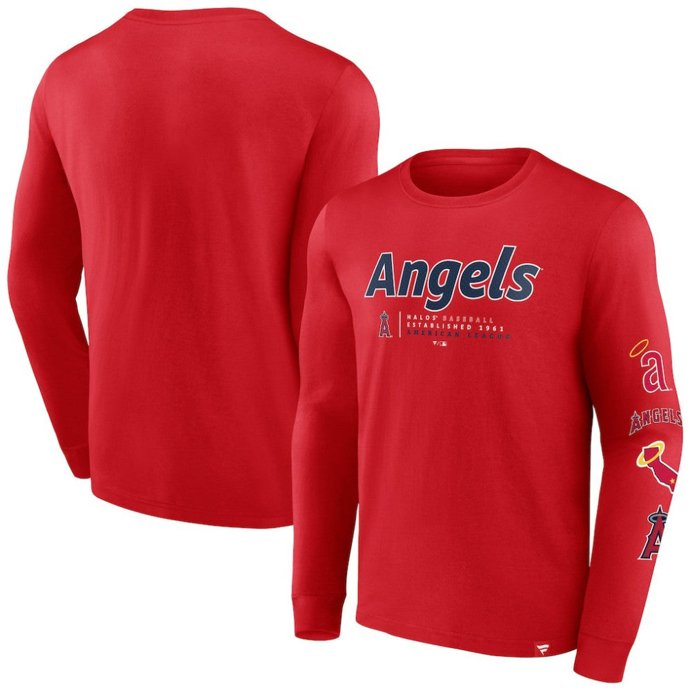 Los Angeles Angels Fanatics Strike the Goal Long Sleeve T-Shirt - Red - Fanatics Discount