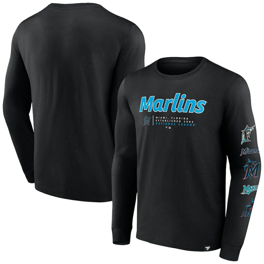 Miami Marlins Fanatics Strike the Goal Long Sleeve T-Shirt - Black - Fanatics Online