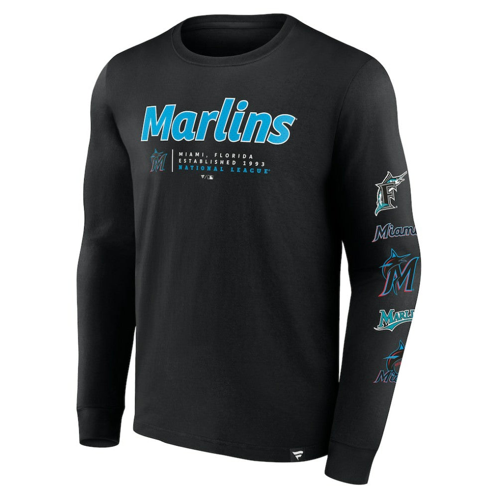 Miami Marlins Fanatics Strike the Goal Long Sleeve T-Shirt - Black - Fanatics Online