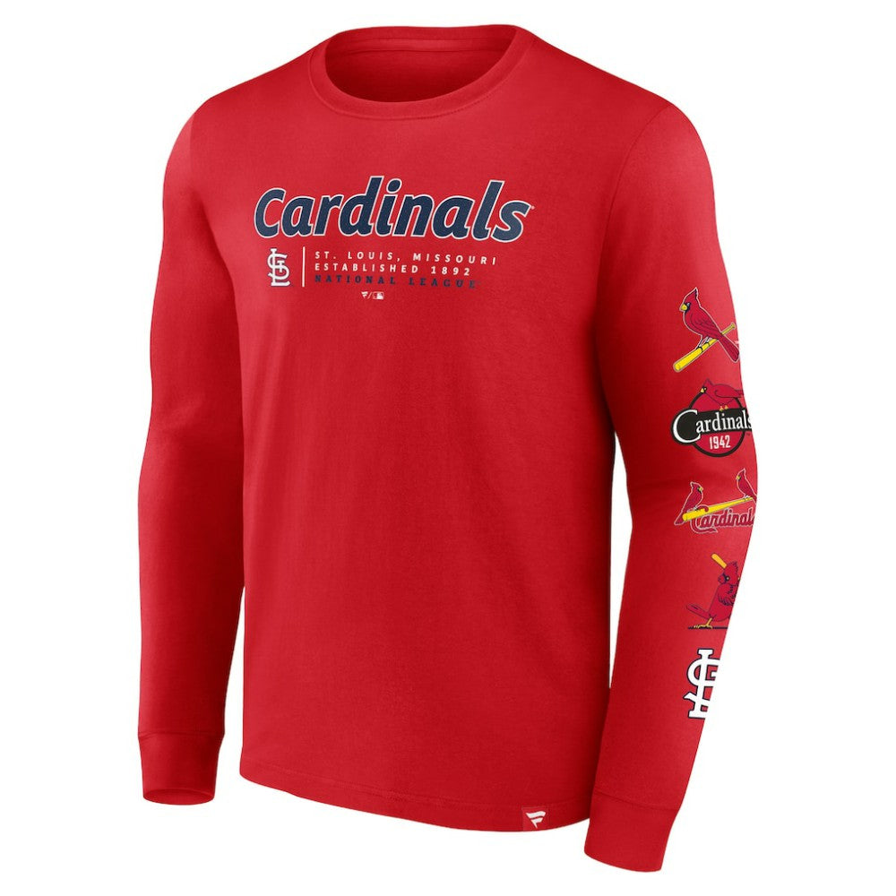 St. Louis Cardinals Fanatics Strike the Goal Long Sleeve T-Shirt - Red - Fanatics Lifestyle