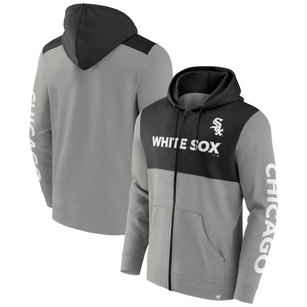 Chicago White Sox Fanatics Ace Hoodie Full-Zip Sweatshirt - Gray/Black - Fanatics Discount