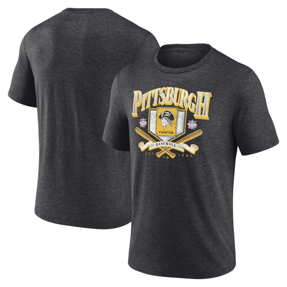 Pittsburgh Pirates Fanatics Home Team Tri-Blend T-Shirt - Heather Charcoal - Fanatics Online