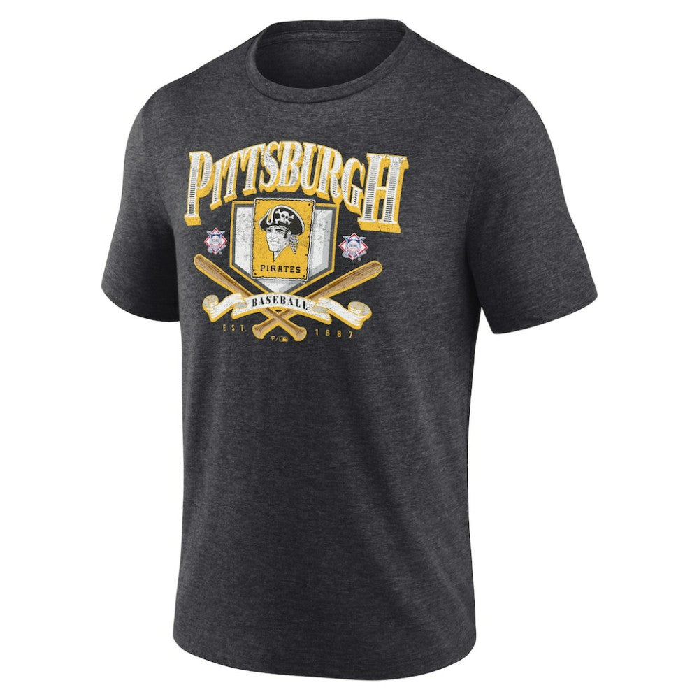 Pittsburgh Pirates Fanatics Home Team Tri-Blend T-Shirt - Heather Charcoal - Fanatics Online