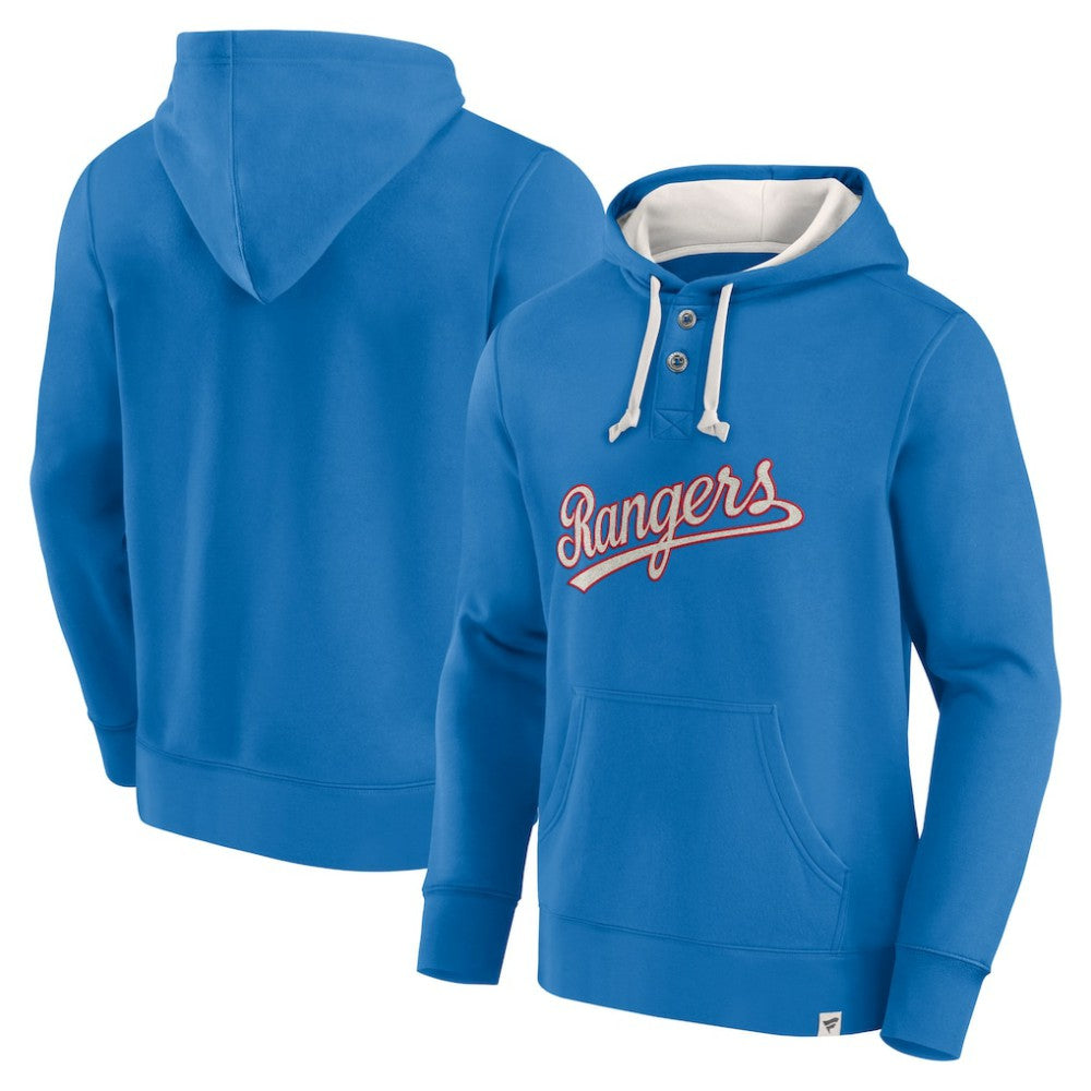 Fanatics Texas Rangers Royal Plan for Adversity Henley Fleece Pullover Hoodie - Fanatics on Sale