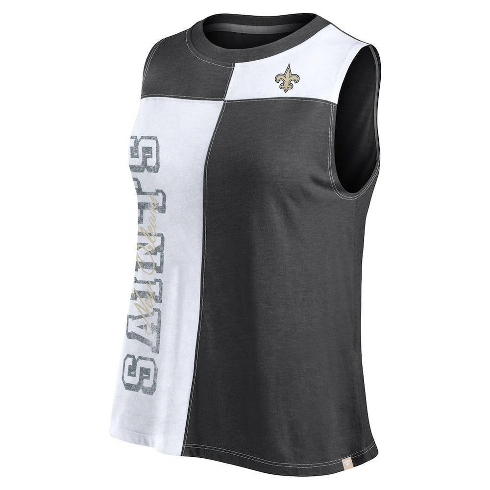 Fanatics New Orleans Saints FanaticsWomen's Script Color Block Tank Top Black/White
