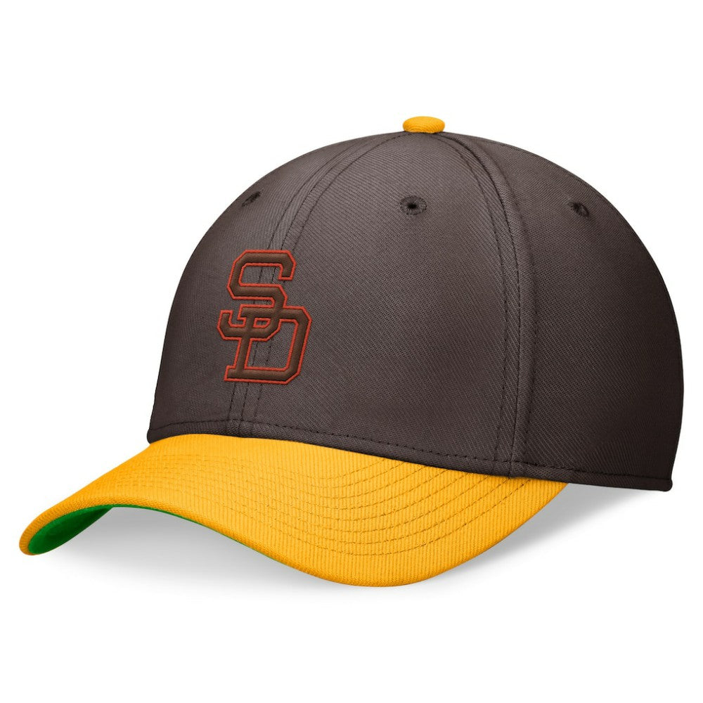 San Diego Padres Nike Cooperstown Collection Rewind Swooshflex Performance Hat - Brown/Gold - Nike Online