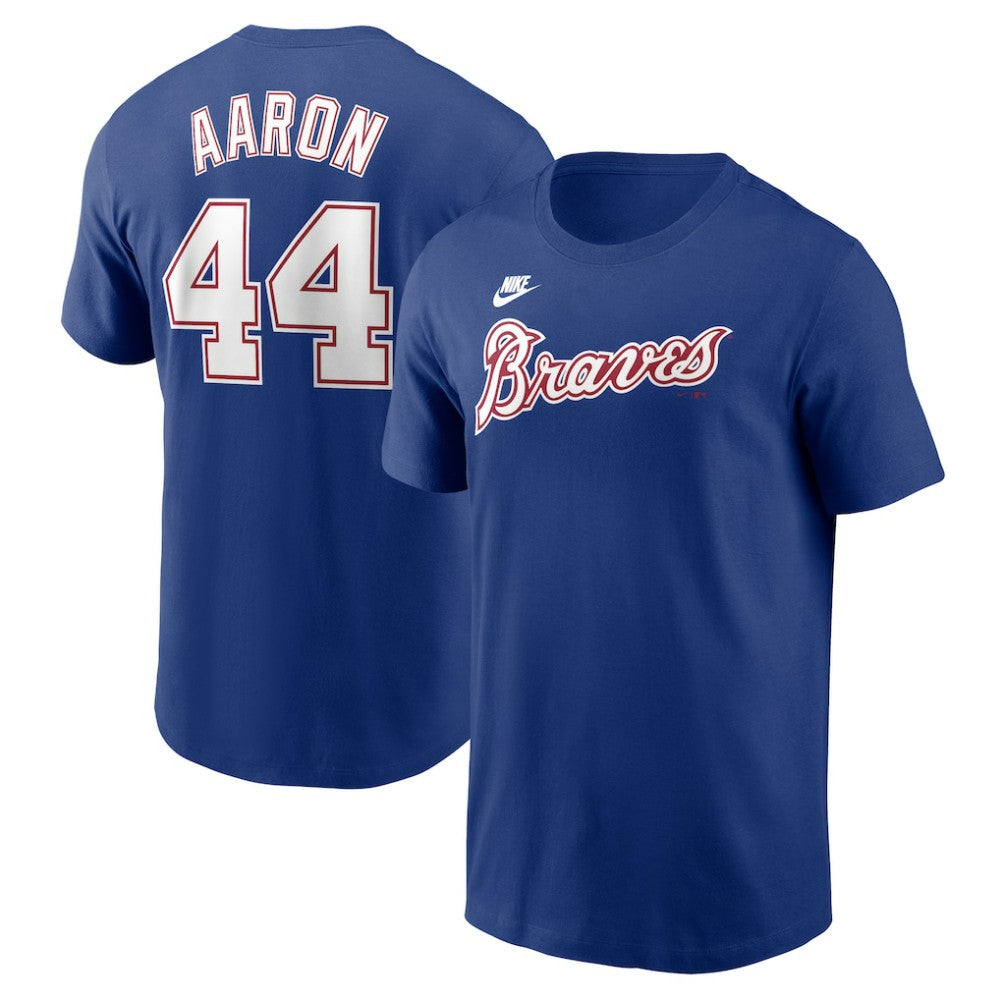Hank Aaron Atlanta Braves Nike Cooperstown Collection Fuse Name & Number T-Shirt - Royal - Nike Sale