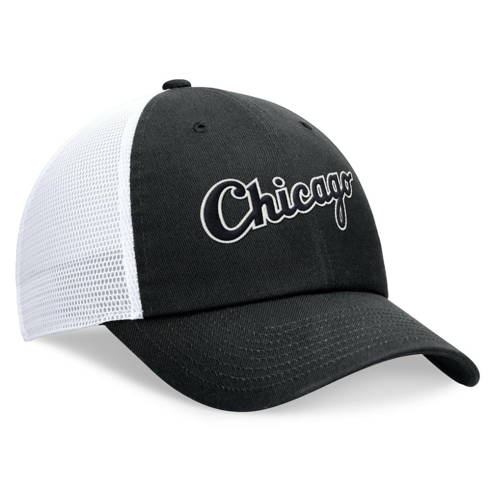 Chicago White Sox Nike Wordmark Adjustable Trucker Hat - Black - Nike Discount