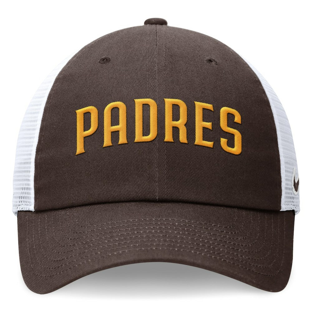 San Diego Padres Nike Wordmark Adjustable Trucker Hat - Brown - Nike Lifestyle