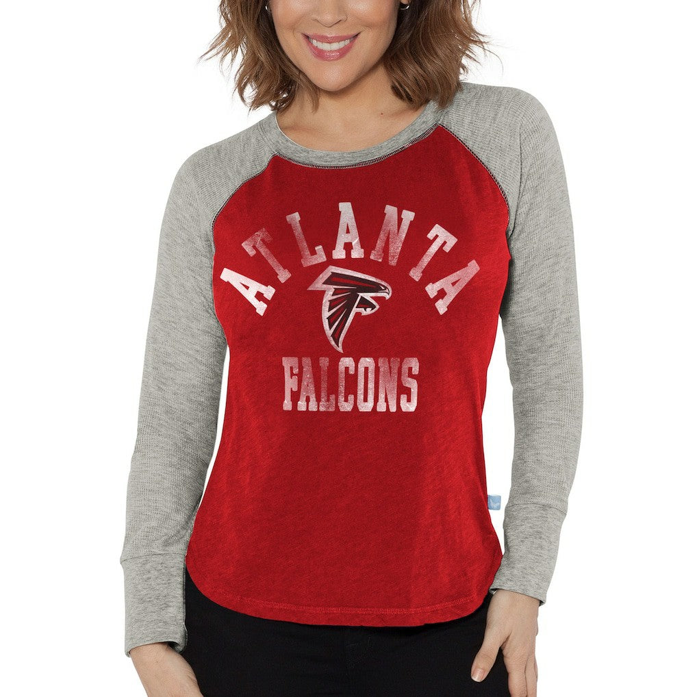 Atlanta Falcons G-III 4Her by Carl Banks Women's Waffle Knit Raglan Long Sleeve T-Shirt Red/Heather Gray