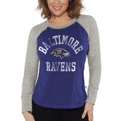 Baltimore Ravens G-III 4Her by Carl Banks Women's Waffle Knit Raglan Long Sleeve T-Shirt Purple/Heather Gray