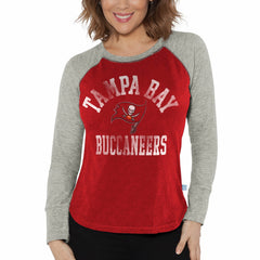 Tampa Bay Buccaneers G-III 4Her by Carl Banks Women's Waffle Knit Raglan Long Sleeve T-Shirt Red/Heather Gray
