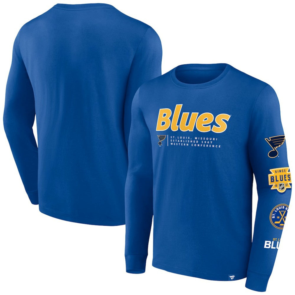 St. Louis Blues Fanatics Strike the Goal Long Sleeve T-Shirt - Blue - NHL 200250631