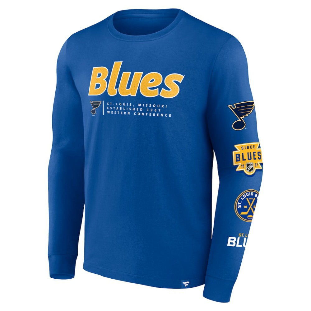 St. Louis Blues Fanatics Strike the Goal Long Sleeve T-Shirt - Blue - NHL 200250631