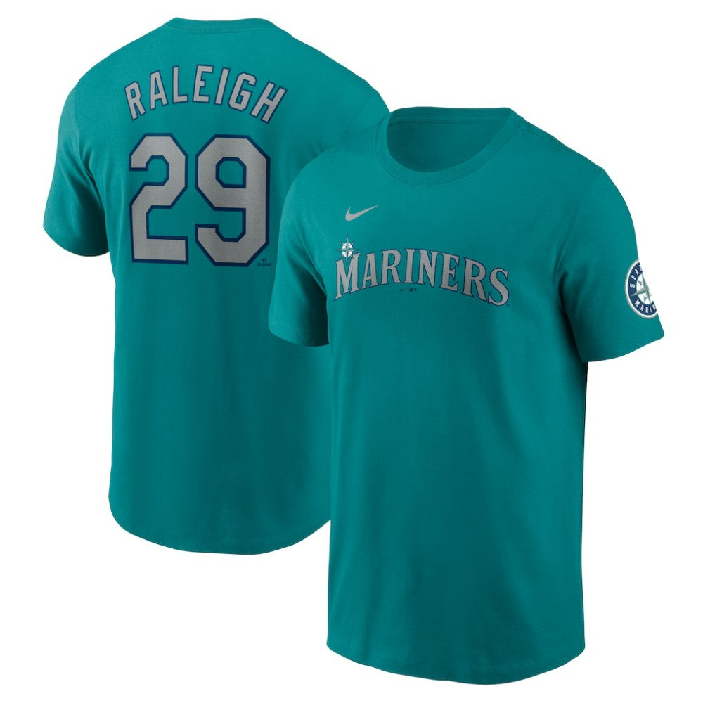 Cal Raleigh Seattle Mariners Nike Fuse Name & Number Inline T-Shirt - Aqua - Nike on Sale