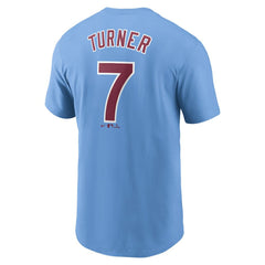 Trea Turner Philadelphia Phillies Nike Fuse Name & Number T-Shirt - Light Blue - Nike Sale