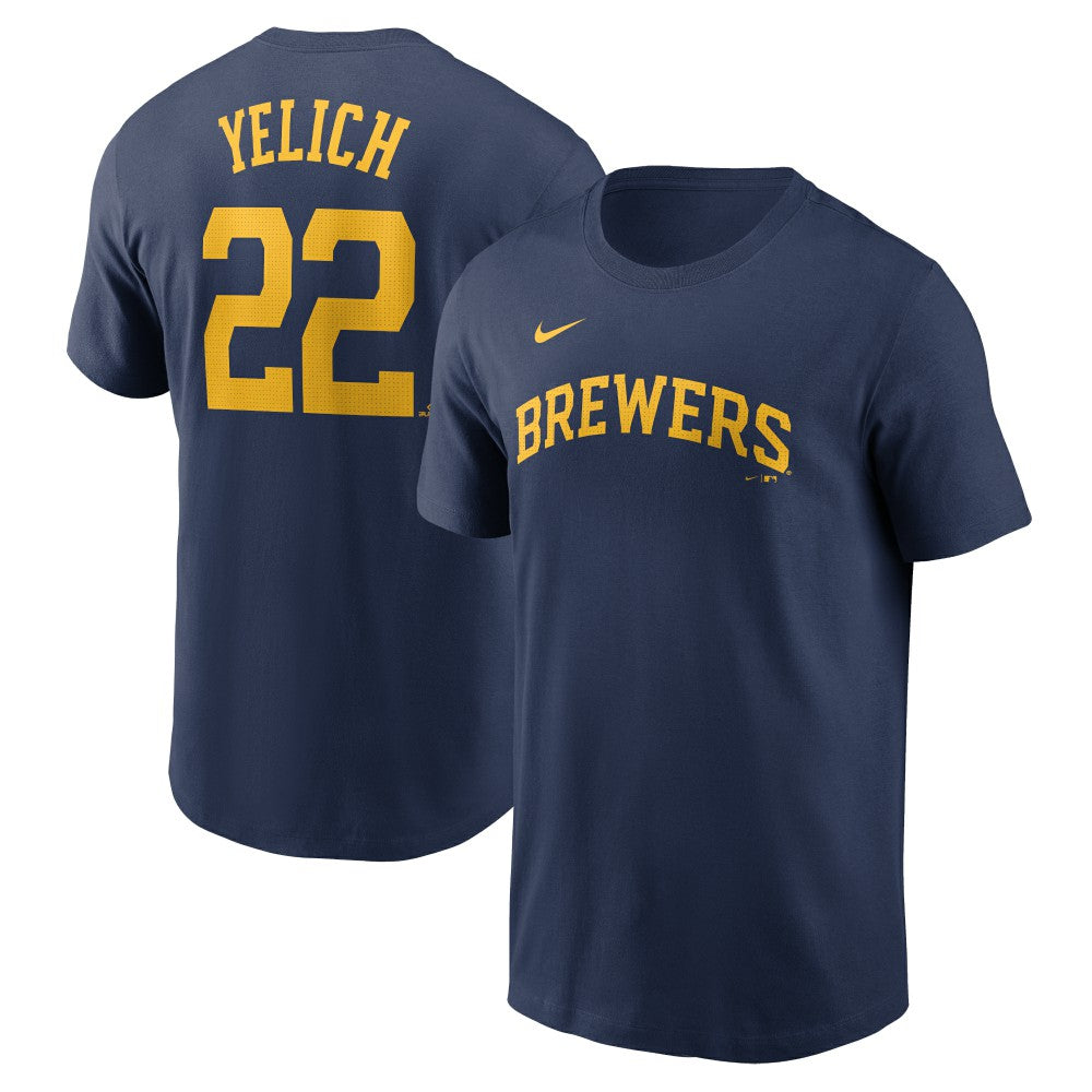 Christian Yelich Milwaukee Brewers Nike Fuse Name & Number T-Shirt - Navy - Nike Online