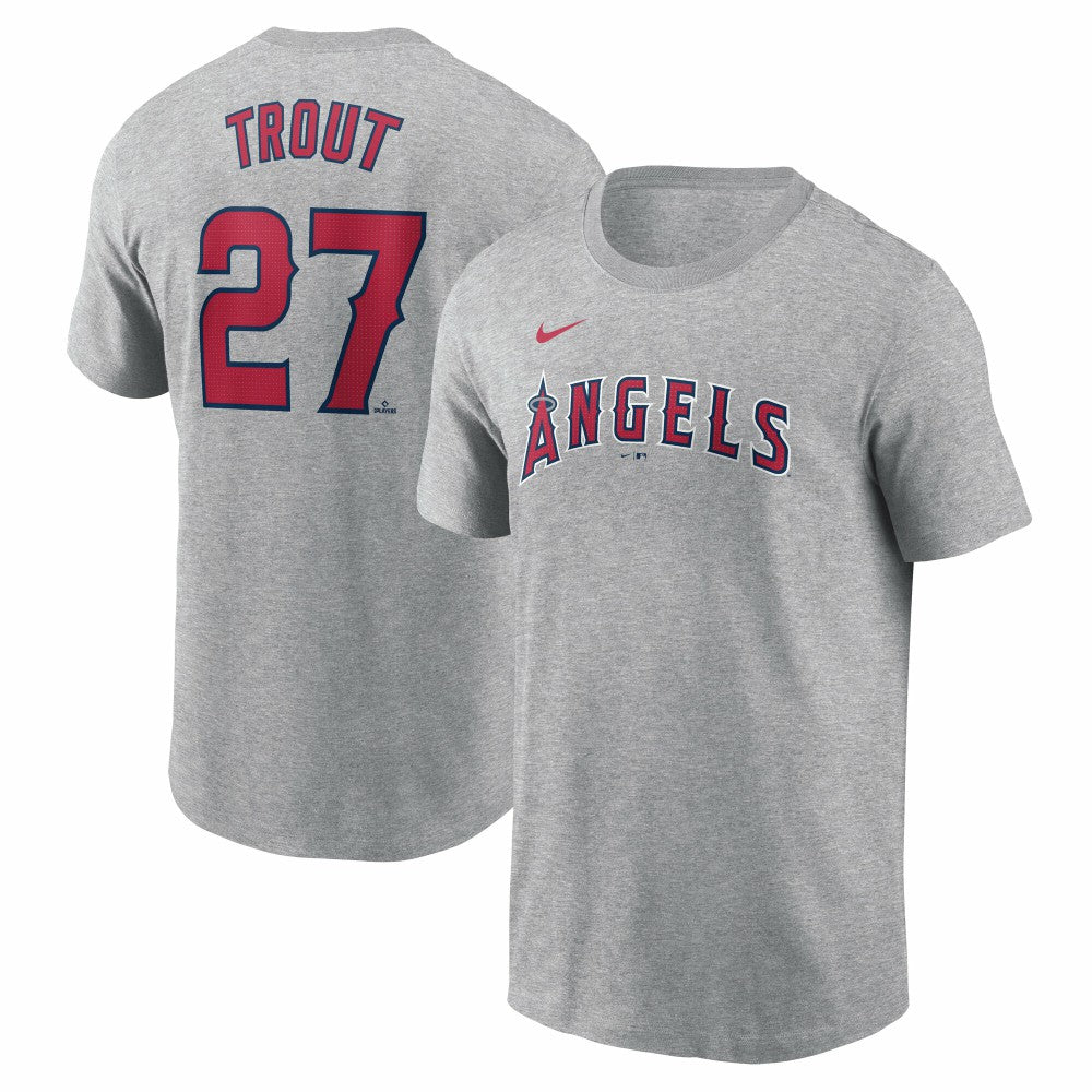 Mike Trout Los Angeles Angels Nike Fuse Name & Number T-Shirt - Gray - Nike Sale