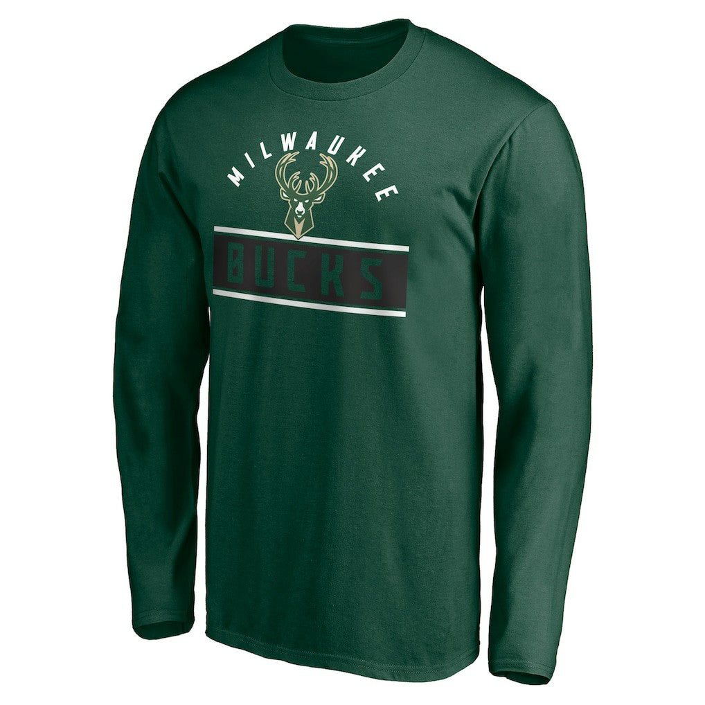 Milwaukee Bucks Team Arch Knockout Long Sleeve T-Shirt Hunter Green