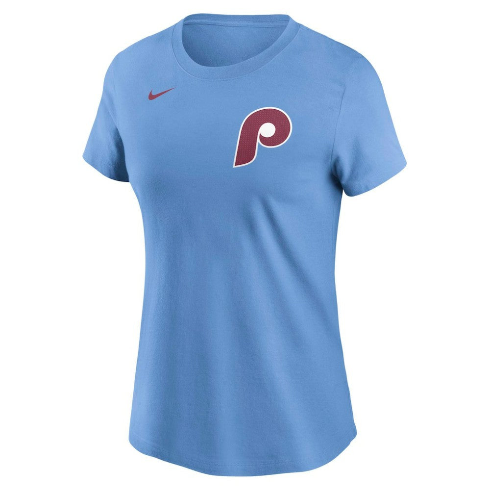 Bryce Harper Philadelphia Phillies Nike Women's Cooperstown Collection Fuse Name & Number T-Shirt - Light Blue - Nike on Sale