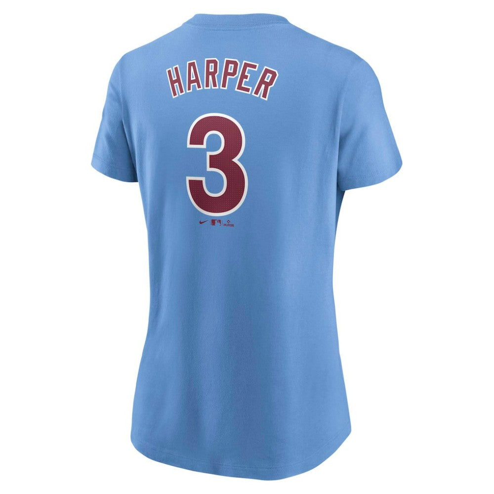 Bryce Harper Philadelphia Phillies Nike Women's Cooperstown Collection Fuse Name & Number T-Shirt - Light Blue - Nike on Sale