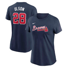 Matt Olson Atlanta Braves Nike Women's Cooperstown Collection Fuse Name & Number T-Shirt - Navy - Nike Discount