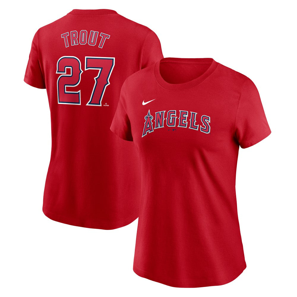 Mike Trout Los Angeles Angels Nike Women's Cooperstown Collection Fuse Name & Number T-Shirt - Red - Nike Lifestyle