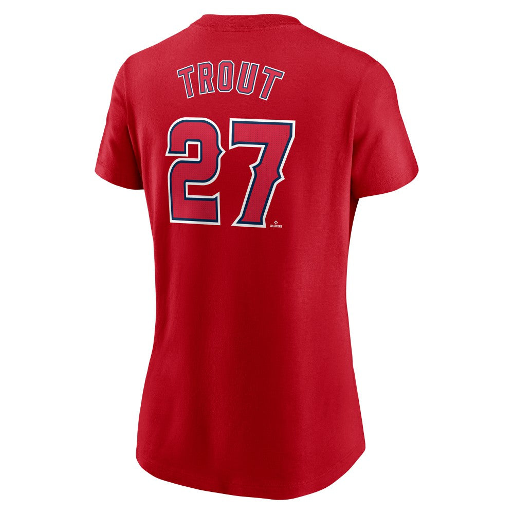 Mike Trout Los Angeles Angels Nike Women's Cooperstown Collection Fuse Name & Number T-Shirt - Red - Nike Lifestyle
