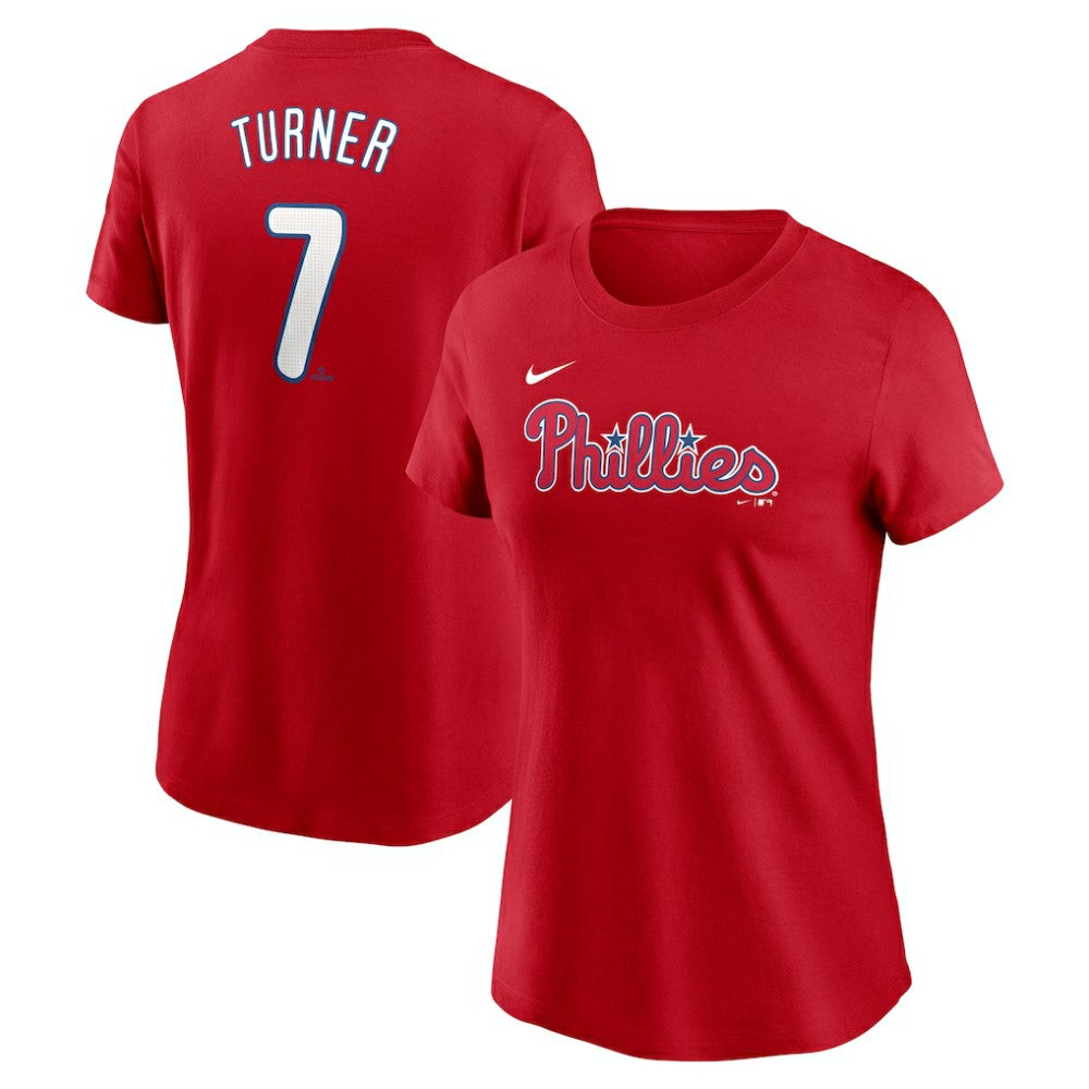 Trea Turner Philadelphia Phillies Nike Women's Cooperstown Collection Fuse Name & Number T-Shirt - Red - Nike Sale