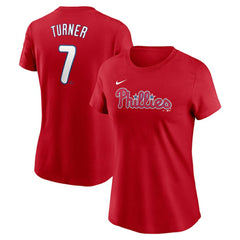 Trea Turner Philadelphia Phillies Nike Women's Cooperstown Collection Fuse Name & Number T-Shirt - Red - Nike Sale