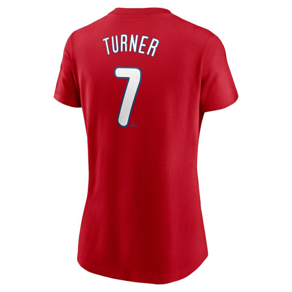 Trea Turner Philadelphia Phillies Nike Women's Cooperstown Collection Fuse Name & Number T-Shirt - Red - Nike Sale