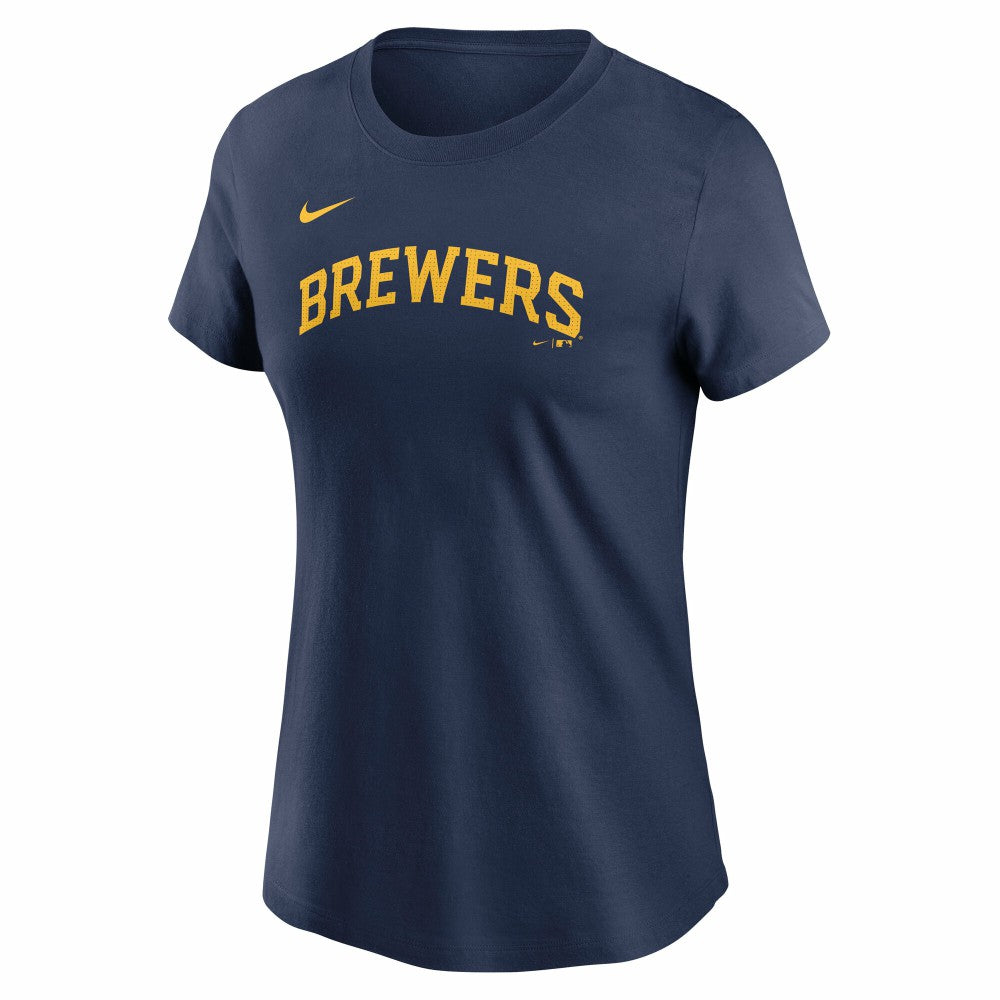 Christian Yelich Milwaukee Brewers Nike Women's Cooperstown Collection Fuse Name & Number T-Shirt - Navy - Nike Lifestyle