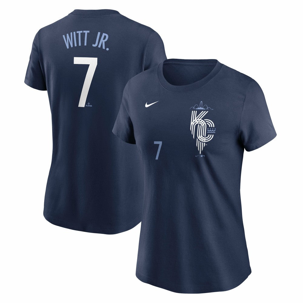Bobby Witt Jr. Kansas City Royals Nike Women's City Connect Fuse Name & Number T-Shirt - Navy - Nike on Sale
