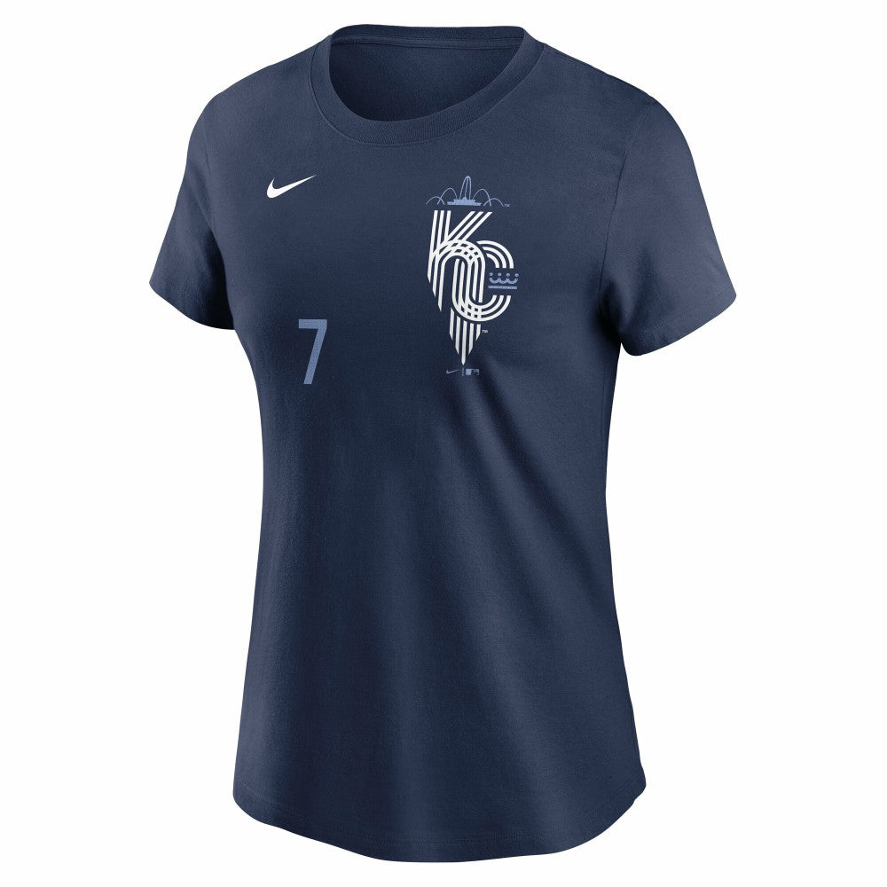 Bobby Witt Jr. Kansas City Royals Nike Women's City Connect Fuse Name & Number T-Shirt - Navy - Nike on Sale