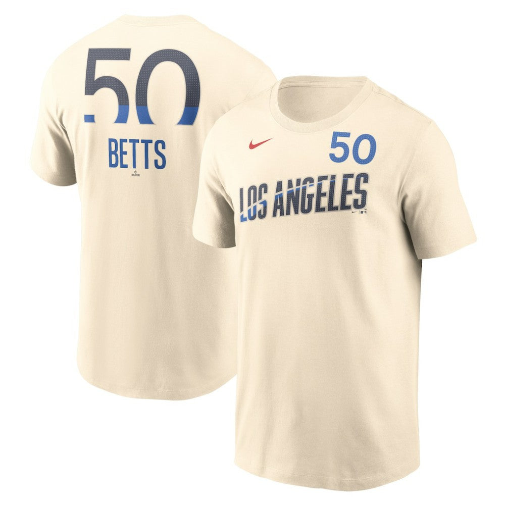 Mookie Betts Los Angeles Dodgers Nike 2024 City Connect Fuse Name & Number T-Shirt - Cream - Nike Lifestyle