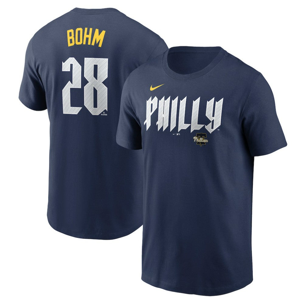 Alec Bohm Philadelphia Phillies Nike 2024 City Connect Fuse Name & Number T-Shirt - Navy - Nike Discount