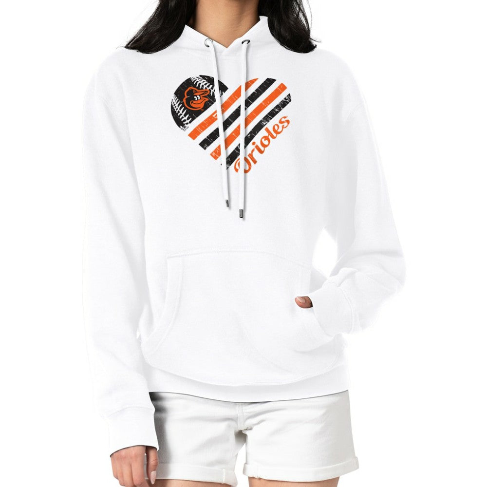 Baltimore Orioles G-III 4Her by Carl Banks Women's Heart Fleece Pullover Hoodie - White - MLB Online