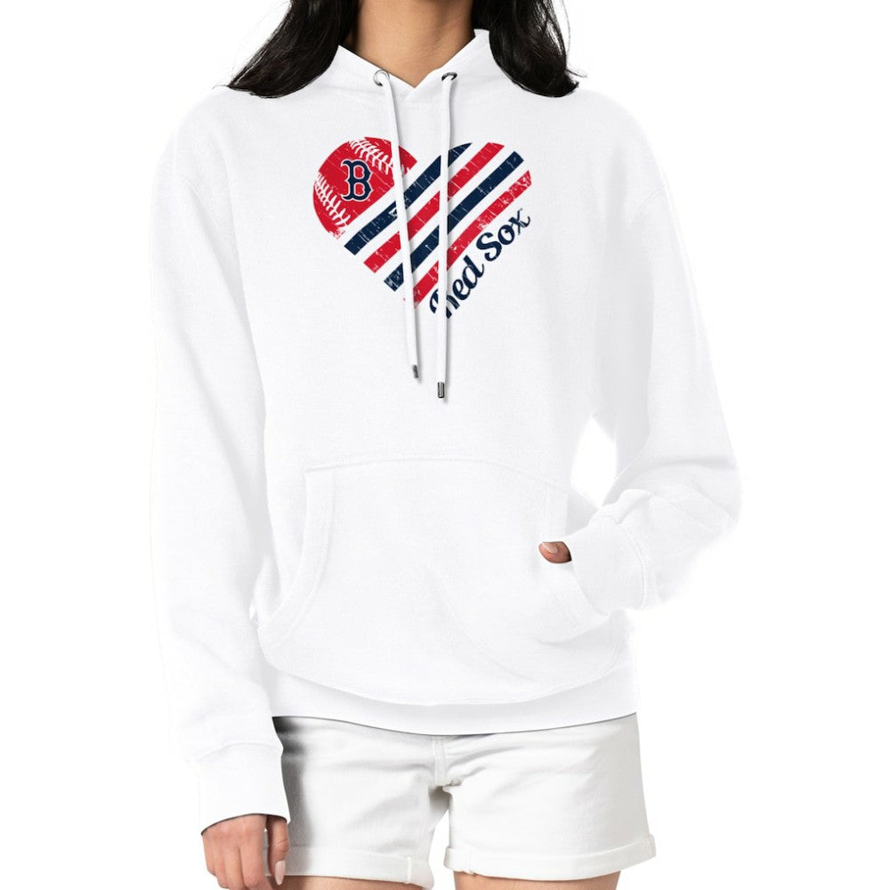 Boston Red Sox G-III 4Her by Carl Banks Women's Heart Fleece Pullover Hoodie - White - MLB Lifestyle
