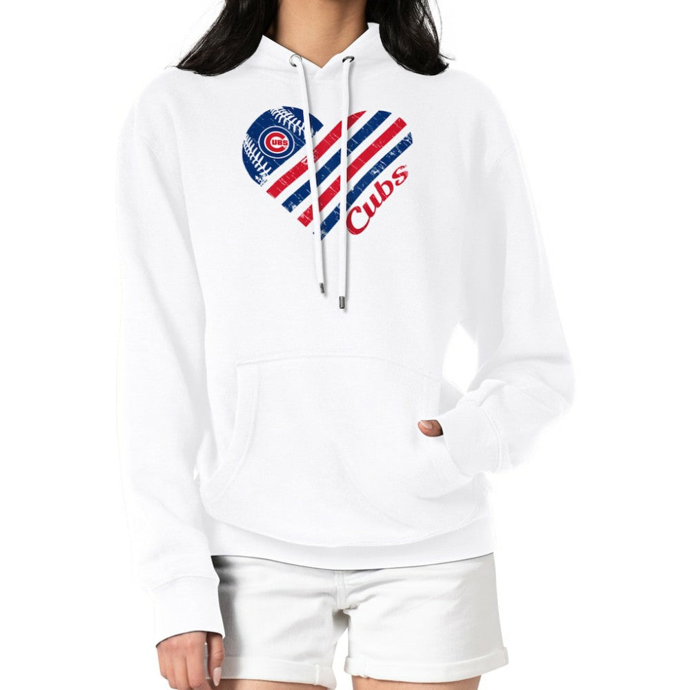 Chicago Cubs G-III 4Her by Carl Banks Women's Heart Fleece Pullover Hoodie - White - MLB Discount